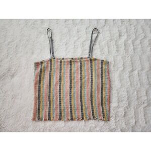 O'Neill Drez Beachbound Stripe Smocked Stretch Tank Top Size Large